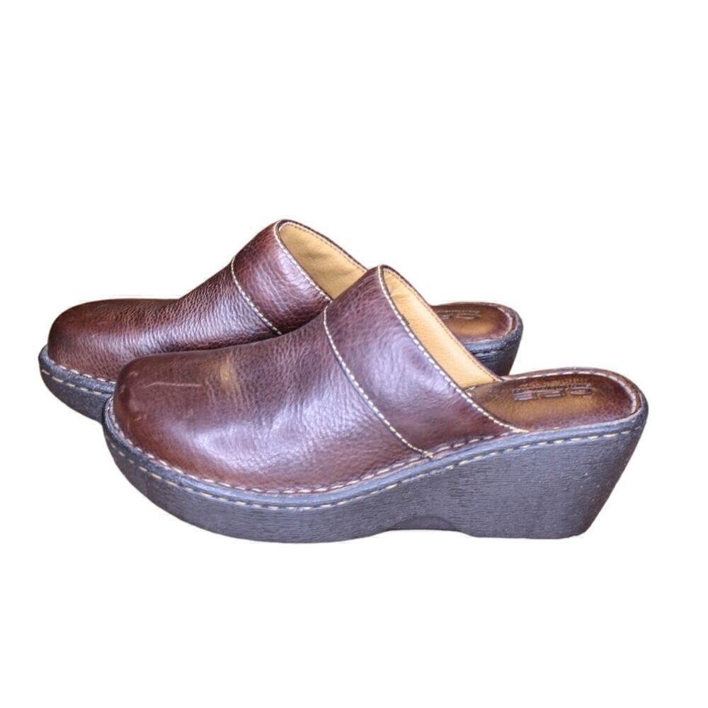 CRB Canyon River Blues Lima Clog Mules Slip On Wedge Brown Leather 8M